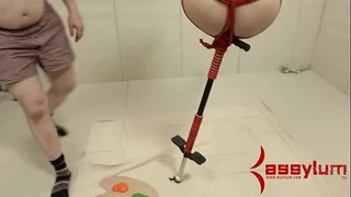 Emma Haize gets pounded hard style anal sex and bondage on a pogo stick